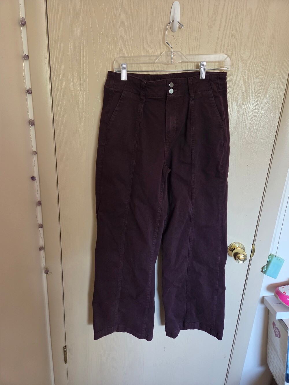 PAIGE Brooklyn High Rise Wide Leg Pants Vintage Cherry Red Womens Size 31
